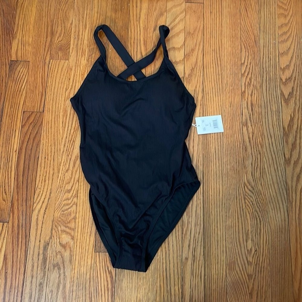 Andie The Tulum Rib One Piece LT Swimsuit Black Size M Tall NWT long torso - Picture 3 of 7